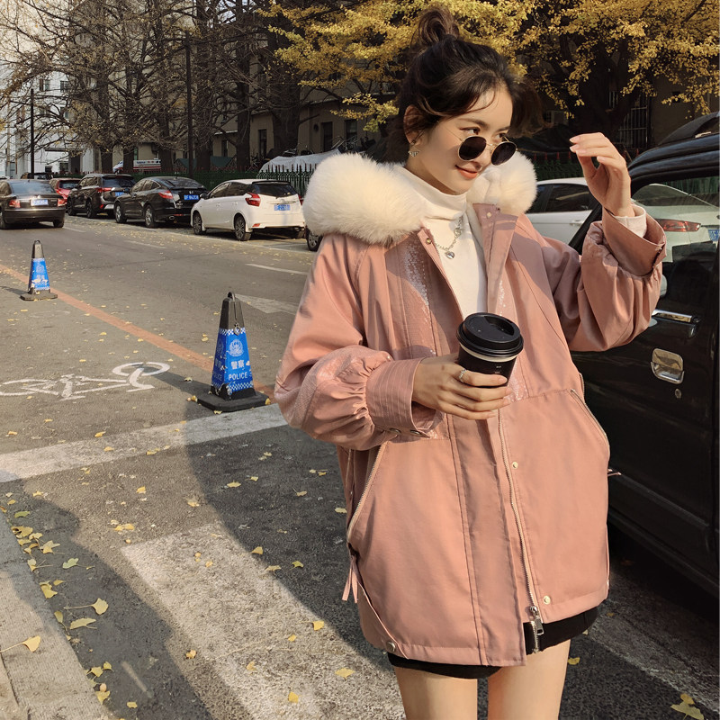大量现货亮片拼接派克服棉衣-2C127-P190-K278,女装棉衣/棉服,2C127
