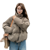 韩系格纹短款羽绒服女2024冬季新款小个子加厚白鸭绒面包服厚外套，女装羽绒服，2C280