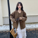 咖色美拉德刺绣麂皮绒短外套女秋季2025新款高级感穿搭时尚夹克，女装短外套，2C159