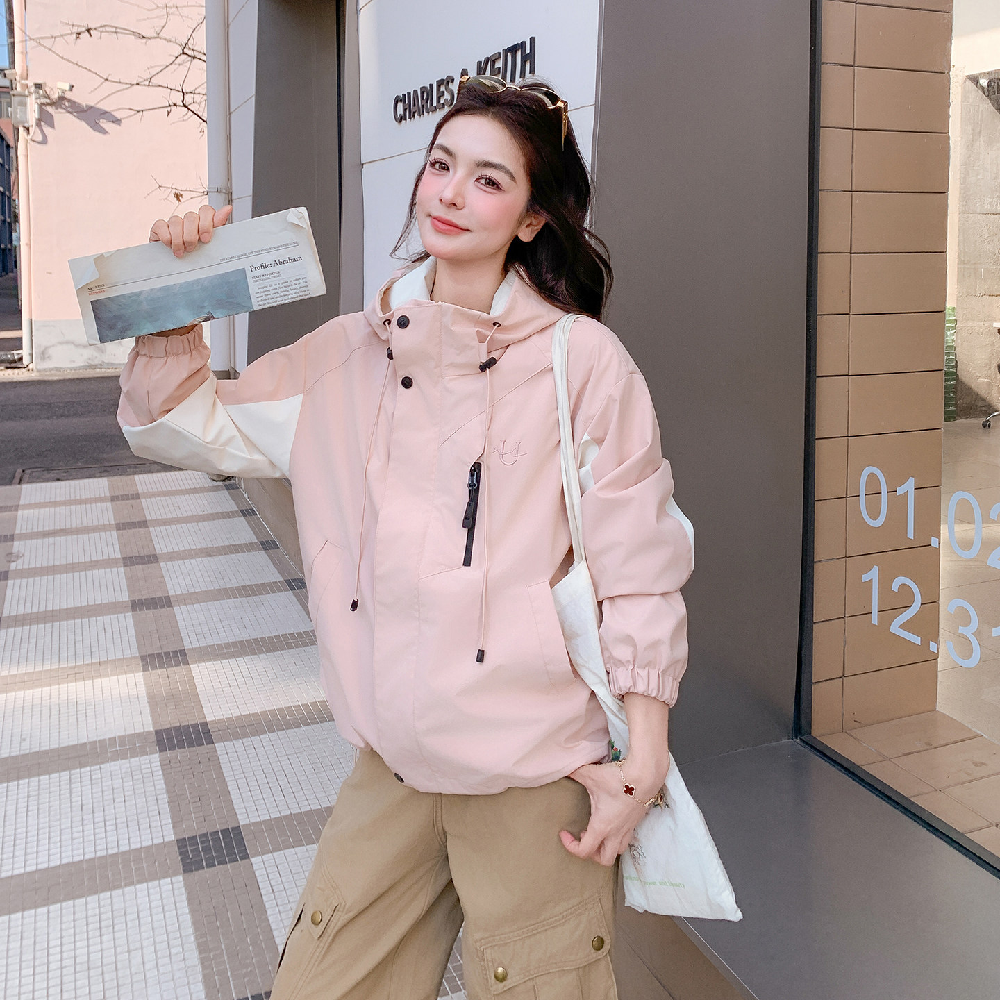 现货！现货！休闲外套女2026春秋新款韩系学院风减龄小个子上衣,女装短外套,2C306
