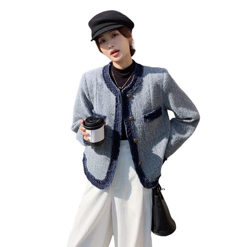 23小香风拼接牛仔夹棉加厚毛呢外套2c159-2503-p175-k258,女装毛呢外套,2C159