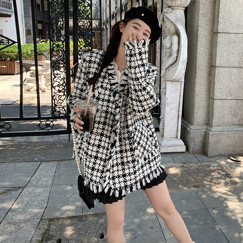 现货【037春新】117P135K1882025春新千鸟格小香风外套女,女装短外套,2C037