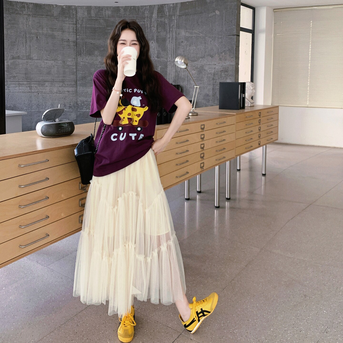 紫色印花短袖薄纱半身裙套装女2025年夏季新款巨好看高级感两件套,女装连衣裙,2D008