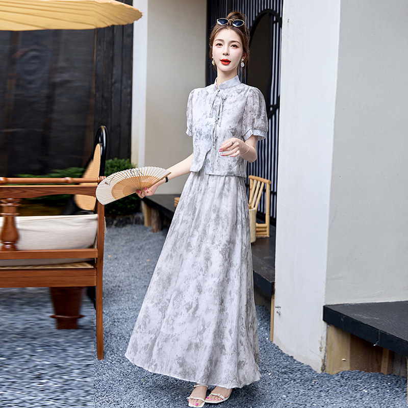 现货2025夏装新款新中式端正典雅套裙，女装套装/套裙，奕可儿,女装套装/套裙,奕可儿