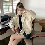 高级感白色短款皮衣外套女春秋2025超火好看美式酷飒风机车服夹克，女装皮衣，2C032