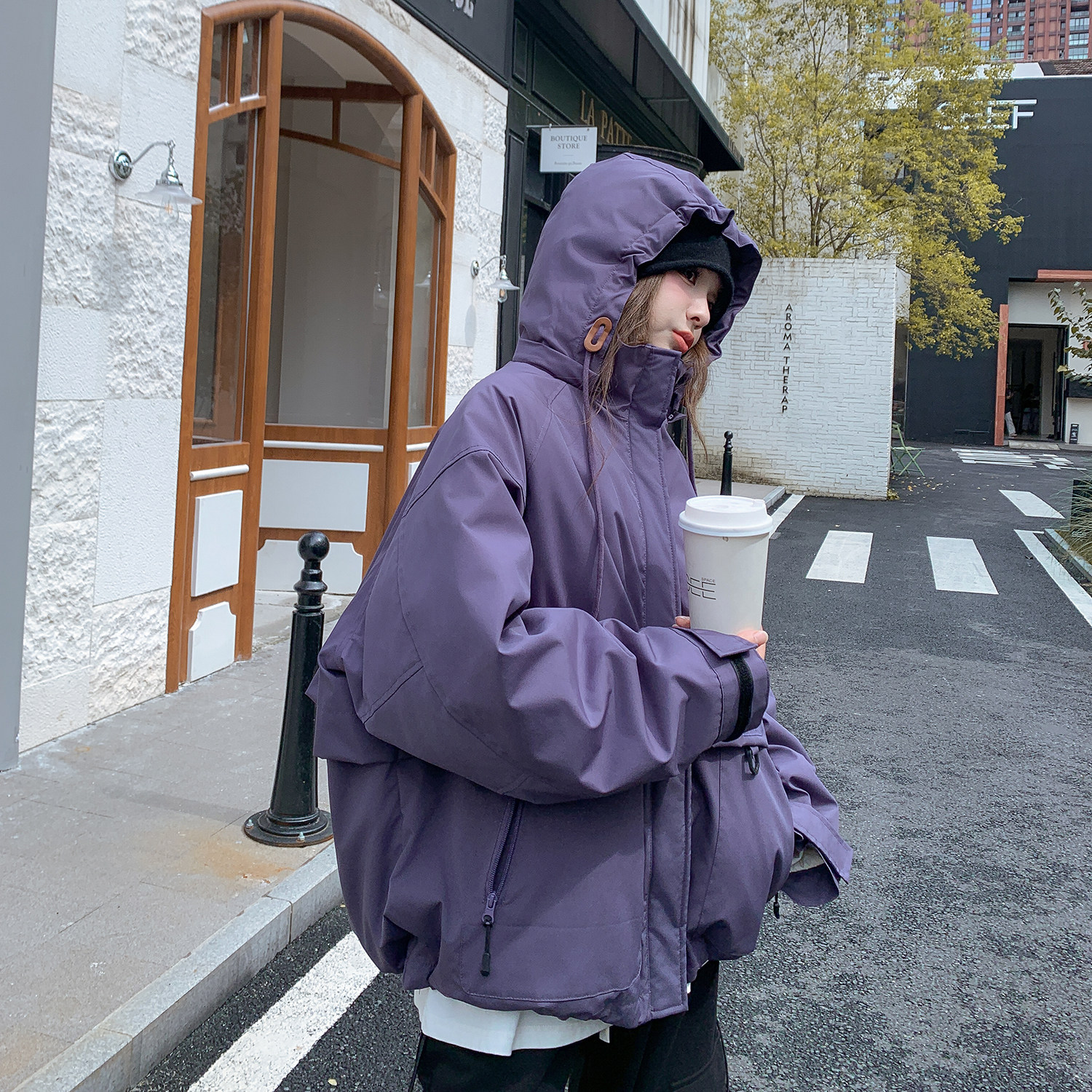 现货-可拆卸帽设计三防面料冲锋衣羽绒服2B154-WT730-P295-K470,女装羽绒服,2B154