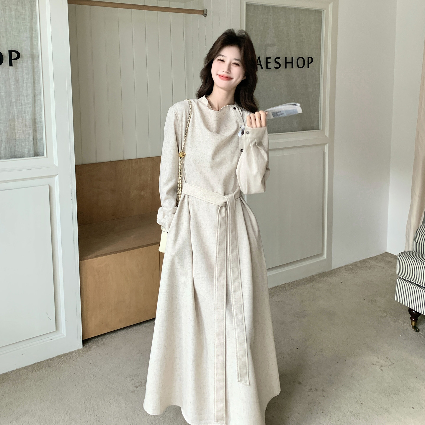 2026新款现货2B183-5010P155K268高级感长袖系带连衣裙,女装短外套,2B183