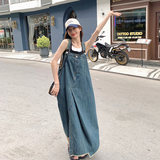 时尚小众设计感牛仔背带裙女夏中长款2025新款洋气减龄开叉连衣裙，女装连衣裙，2C201