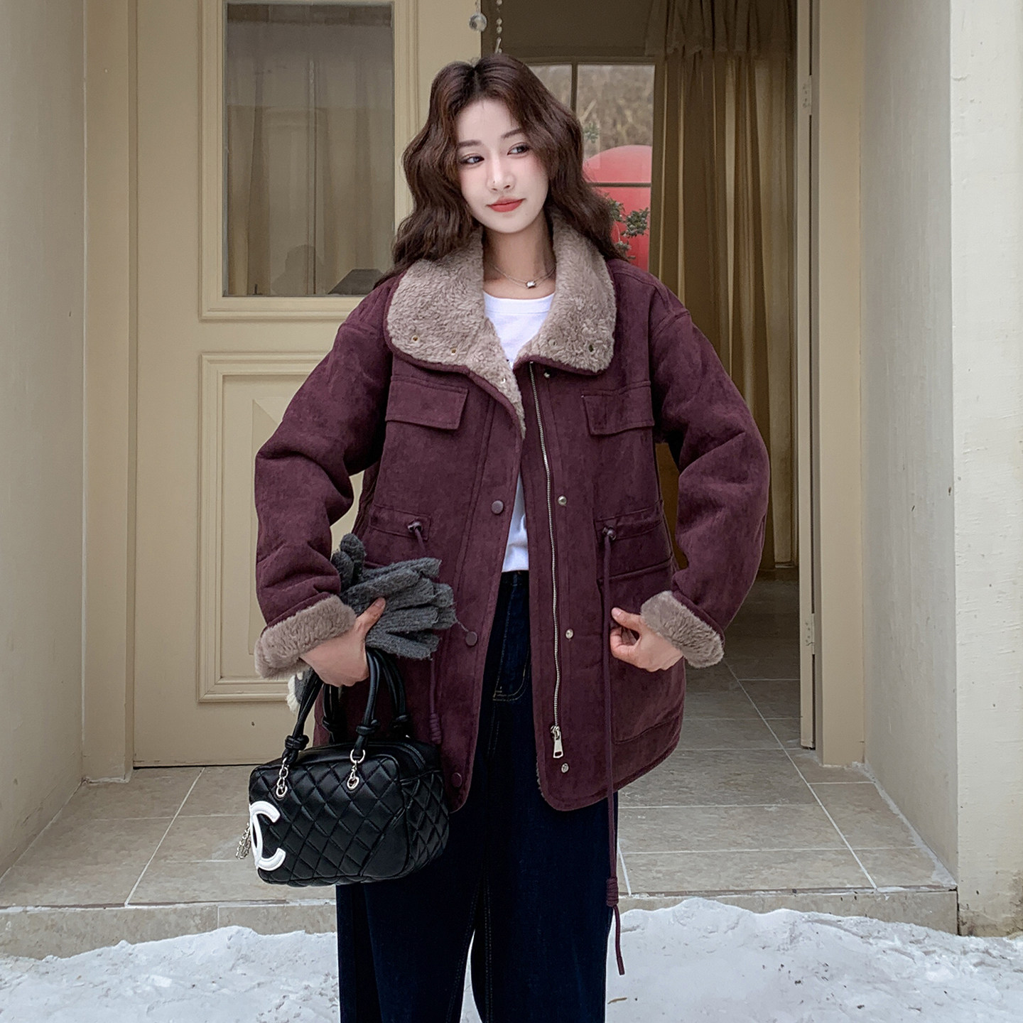 现货！2025冬季女装新款时尚洋气两面穿皮毛一体2C306-P230-K348,女装皮草,2C306