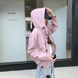 粉色连帽工装外套女2025春季新款韩系休闲减龄小个子超好看短夹克，女装风衣，2C266