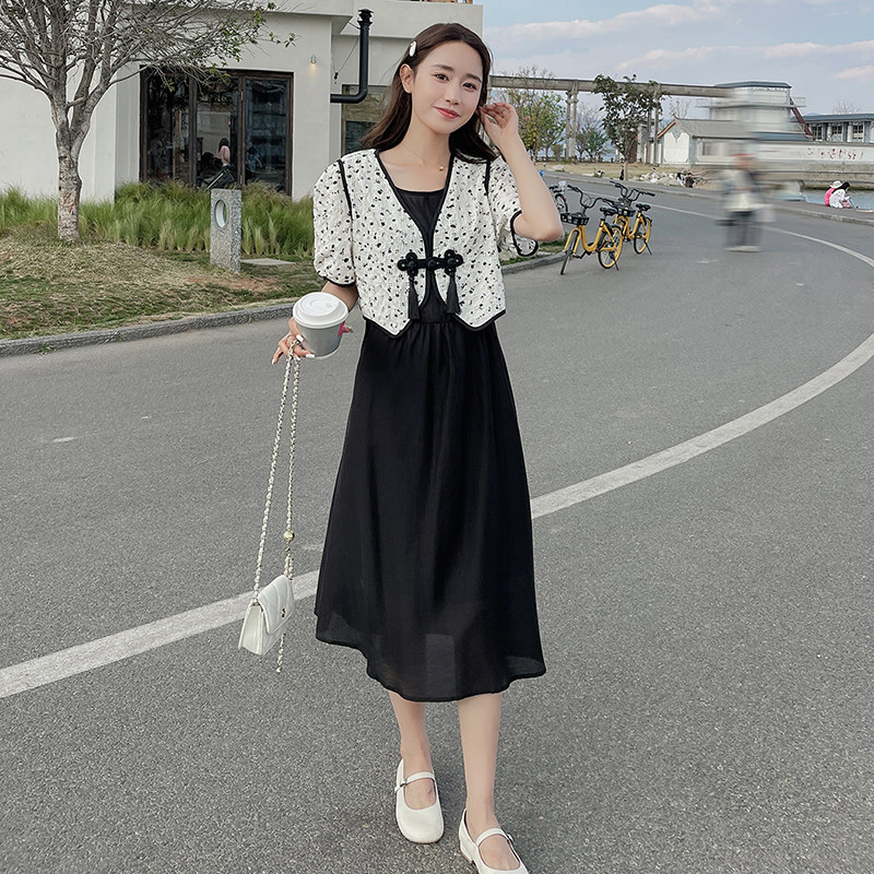 新款风黑色假两件连衣裙7910-P115K168,女装连衣裙,2B080