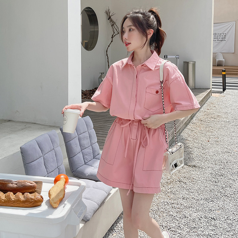 夏新款季粉色工装连体裤2c371-8582-P105-K158,女装连体裤,2C120