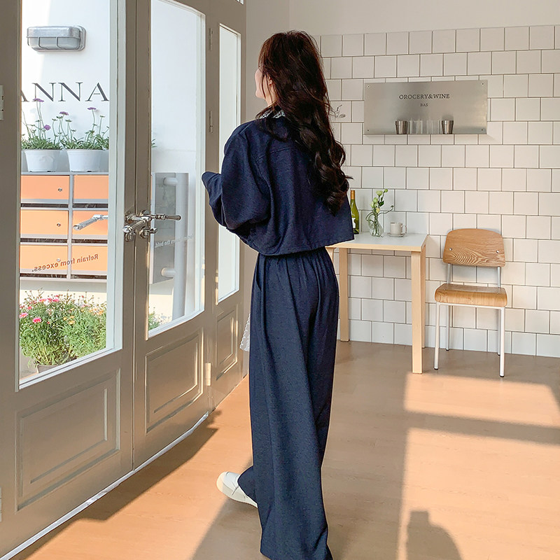 【森系复古】蕾丝翻领上衣+休闲阔腿裤套装2D148-A127-P180K265,女装套装/套裙,2D148