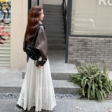 美式短款咖色机车服外套女春秋2025超火好看高级小众皮衣夹克上衣，女装皮衣，2C177