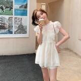 甜美法式飞飞袖短裤两件套女夏季网红炸街爆款小个子减龄天丝套装，女装套装/套裙，2C029