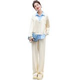 立领女装女士精品套装工作制服休闲运动套装棉，女装套装/套裙，1D073