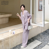 2D078-T1935-P195K278紫色西装+长裤套装，女装套装/套裙，2D078