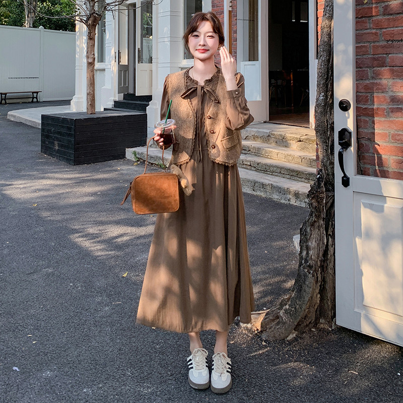 马甲小香风套装女2025新款秋季小个子两件套轻熟风高级感连衣裙,女装连衣裙,衣珂纱朗