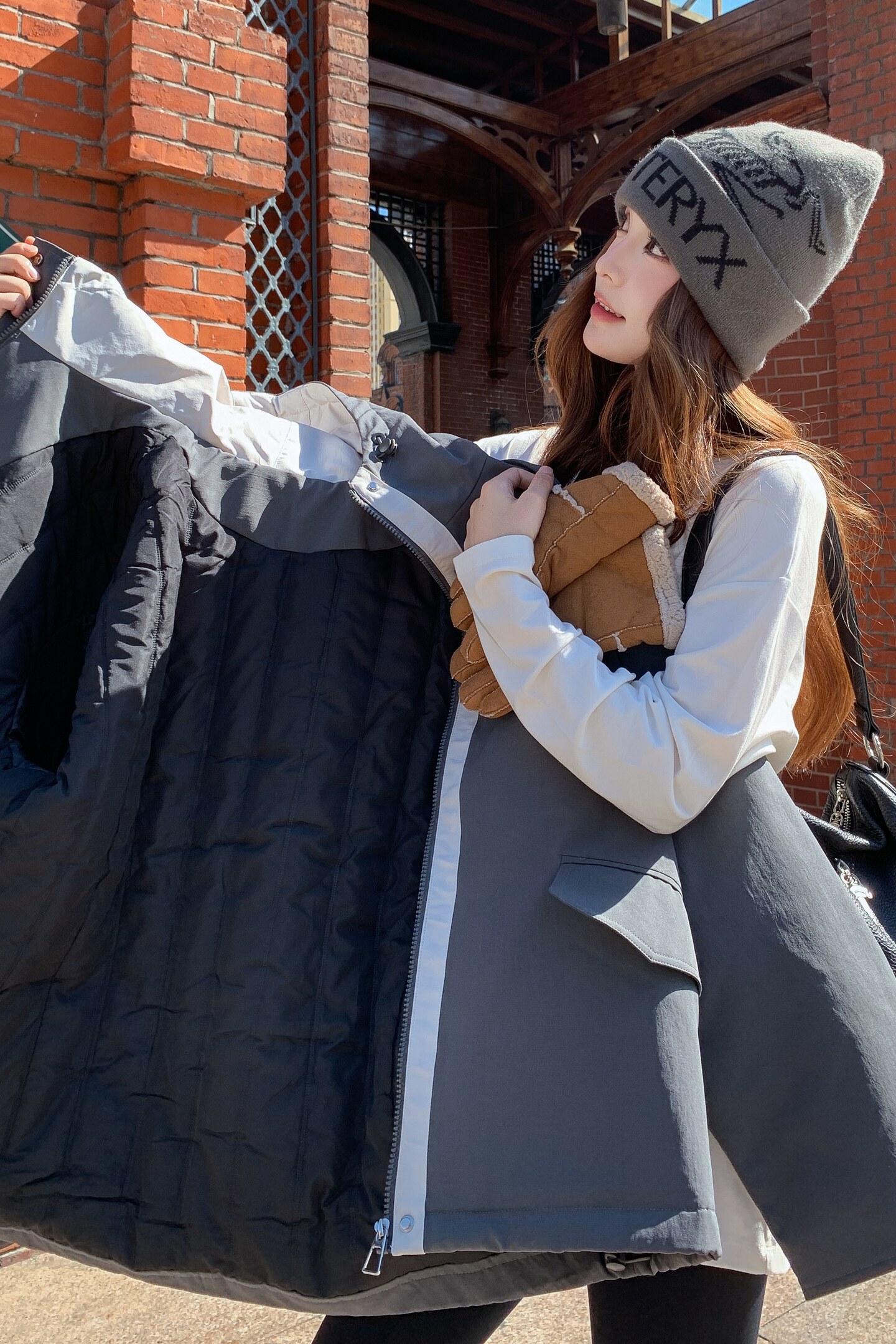 灰色连帽轻薄羽绒棉服女冬季保暖加厚小个子工装休闲宽松棉衣外套,女装棉衣/棉服,2C218
