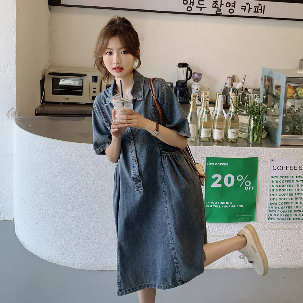 【现货！】738P105K158夏季中长款宽松版型牛仔连衣裙2色,女装连衣裙,2C037