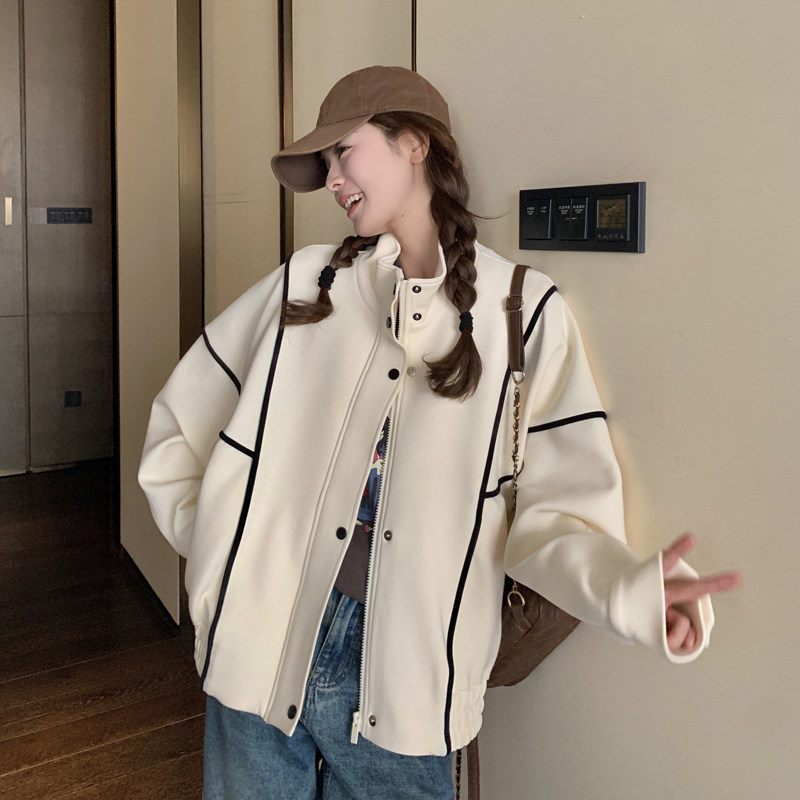 2025春季短款针织外套棒球服#8502P145控198,女装短外套,2C111