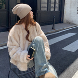 皮毛一体毛茸茸外套女2025冬季新款超好看设计感时尚保暖短款棉服，女装短外套，2C217
