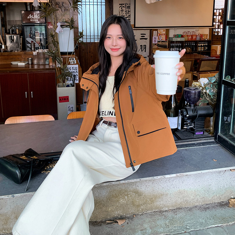 短款冲锋衣工装外套女春秋季2025新款独特别致小个子休闲夹克,女装风衣,2C218