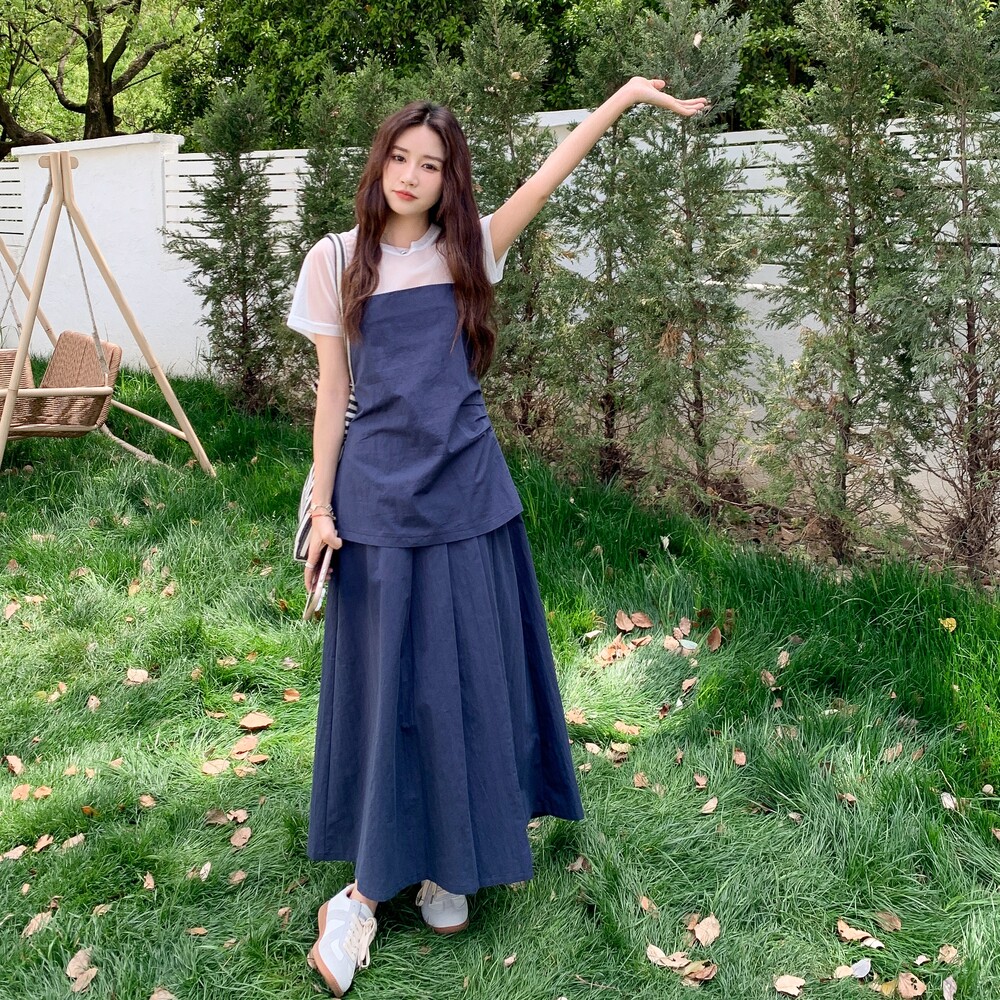 好数据夏新品短袖拼接吊带裙假两件连衣裙2C259-7725-P155-K228,女装连衣裙,2C259