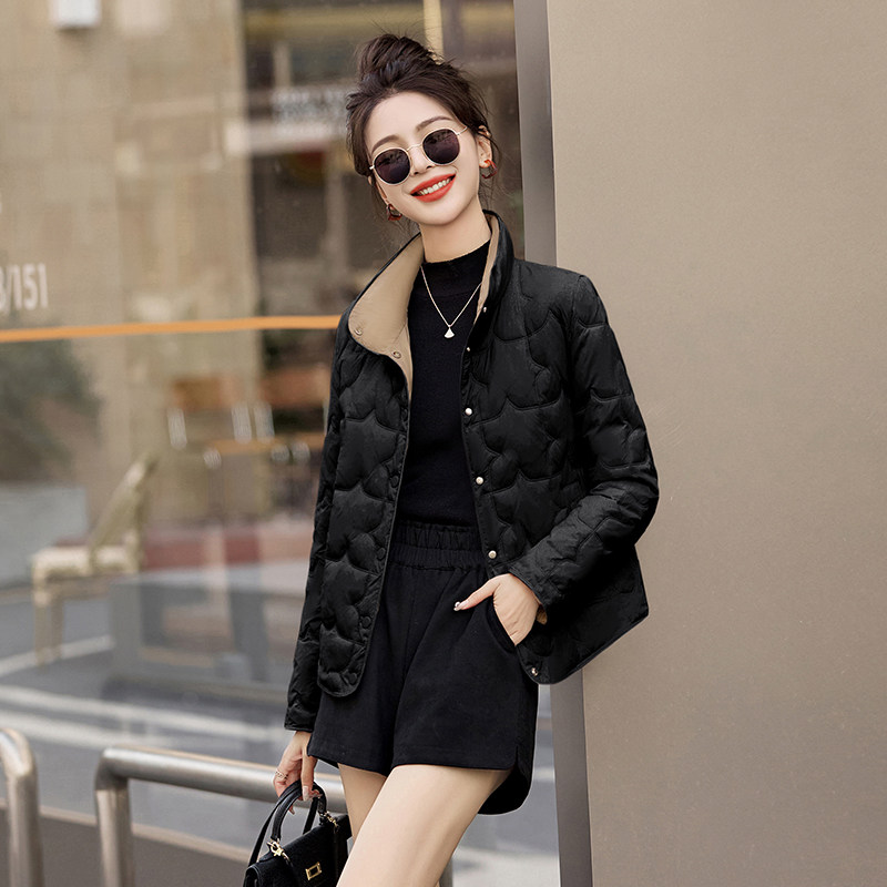时尚洋气轻薄拼色棉服女2025冬季新款韩版宽松小个子外套,女装棉衣/棉服,自然秀