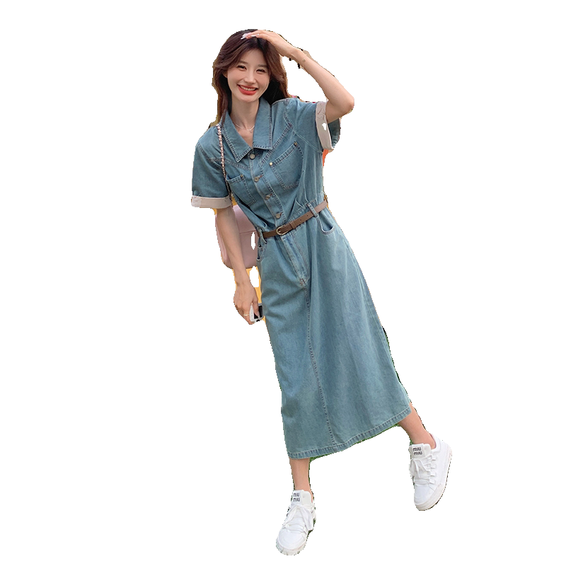 【主推现货】牛仔连衣裙女韩版开叉一步牛仔裙5023P135K198,女装连衣裙,2C166