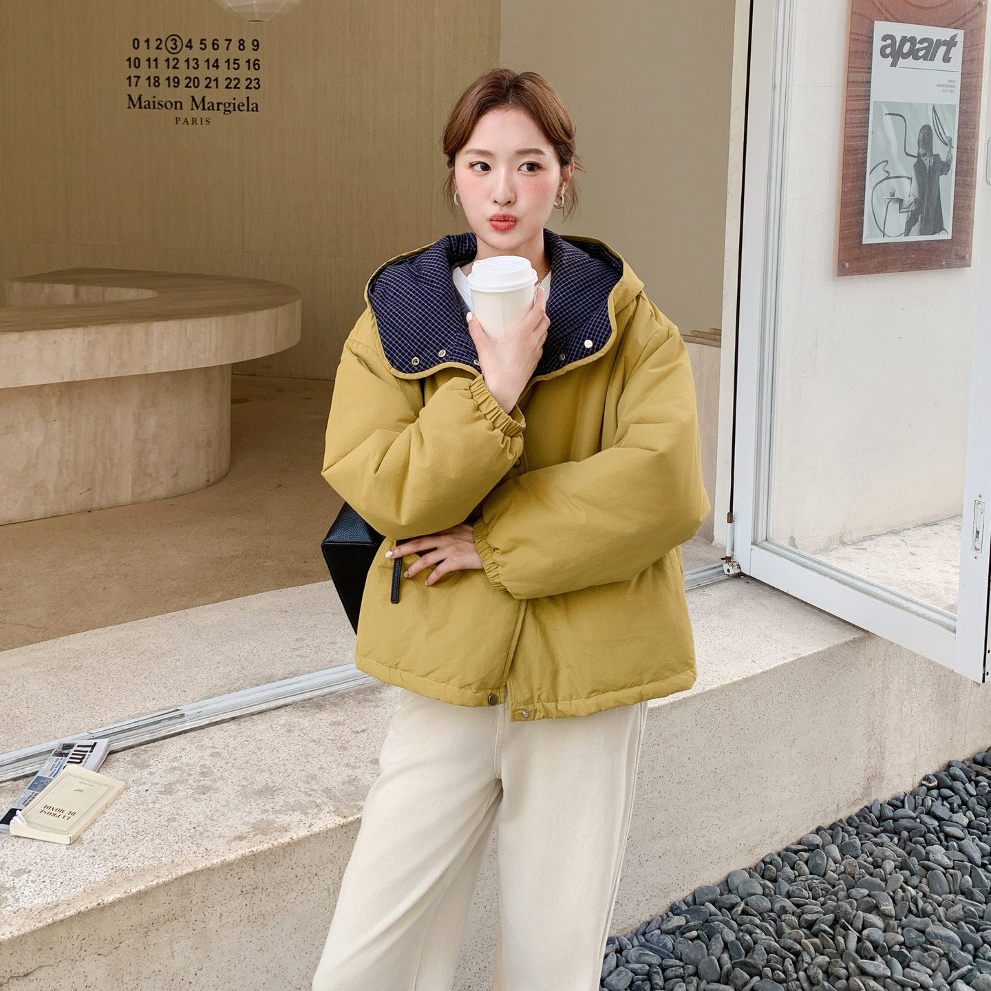 超火小个子保暖连帽棉服外套女韩系慵懒风2025冬新款时尚穿搭棉衣,女装棉衣/棉服,2C159