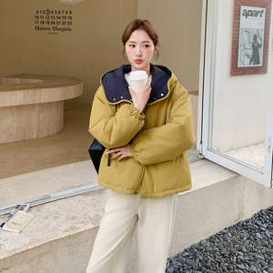 超火小个子保暖连帽棉服外套女韩系慵懒风2025冬新款时尚穿搭棉衣图片