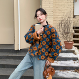 撞色立体花朵小香风羽绒服2024新款女冬独特好看小个子毛呢短外套，女装羽绒服，2C092