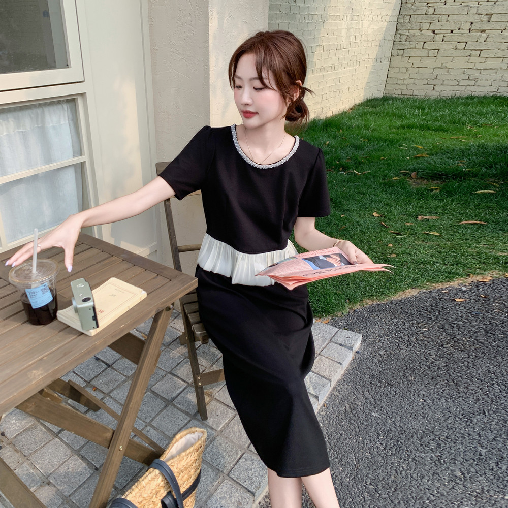 现货夏季新款气质拼接收腰连衣裙2C098-8571P125K188,女装连衣裙,2C098