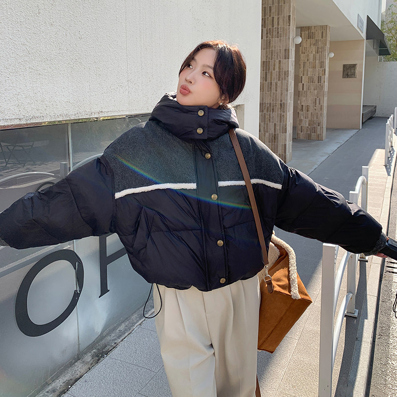 ~牛仔拼接连帽羽绒服~C283-YD821,女装短外套,2C283