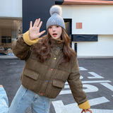 主推现货2025冬季格子短款老标90%绒羽绒服C022-9113-P260-K378，女装羽绒服，2C022