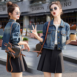 蓝色牛仔外套女2025新款时尚气质翻领牛仔上衣，女装短外套，英标秀（1C119）