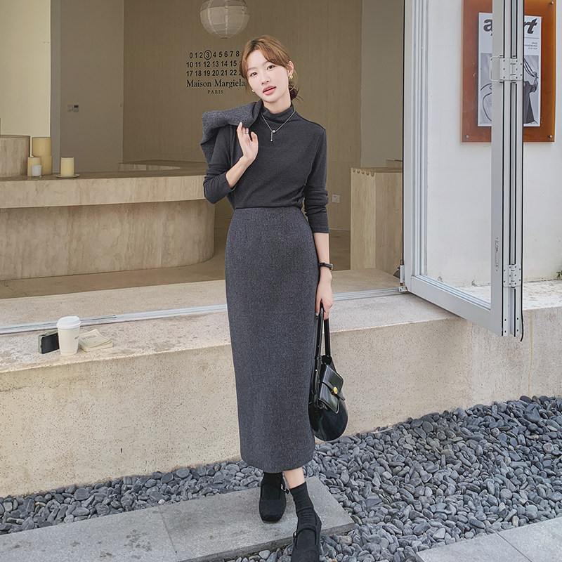 高级感穿搭小香风毛呢套装裙女春2025新款马甲打底衫半身裙三件套,女装套装/套裙,2C077