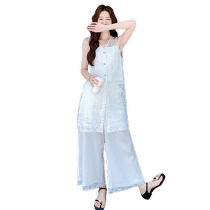 主推新款时尚减龄天丝亚麻+蕾丝拼接两件套C252-2619P185K278图片