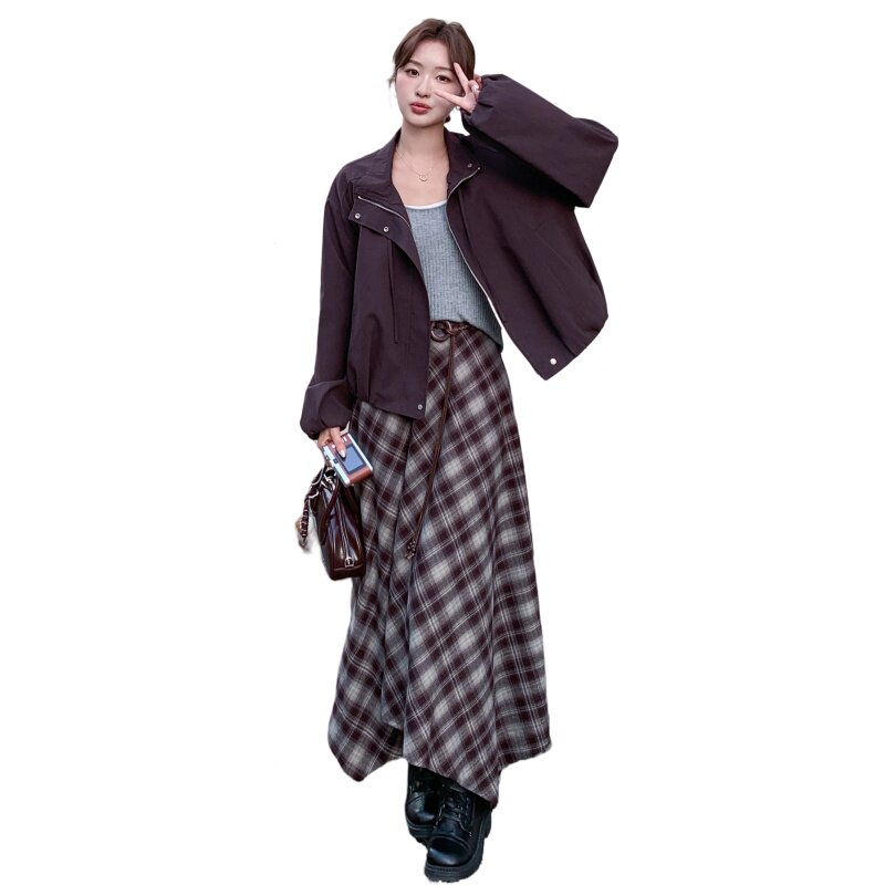 咖色巴恩风松弛感时尚简约外套女2025初秋新款复古休闲风通勤夹克图片