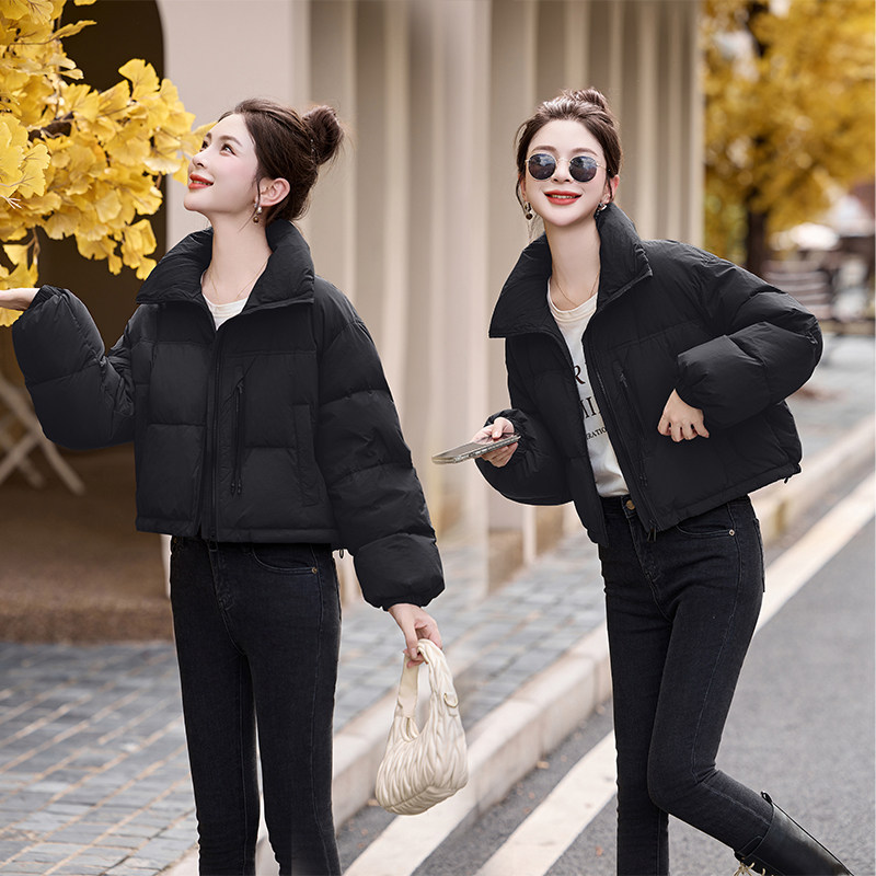 小个子短款立领羽绒服女2024冬季新款韩版宽松休闲保暖面包服外套,女装羽绒服,衣佳和