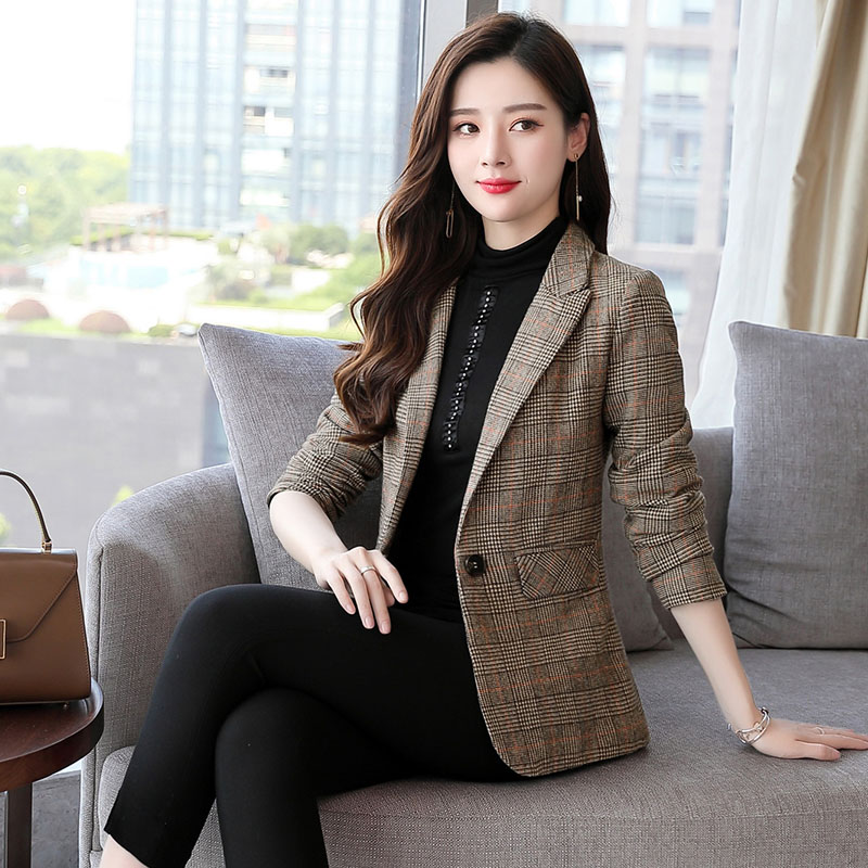 2025春新款新款格子西装外套,女装西装,乐衣轩