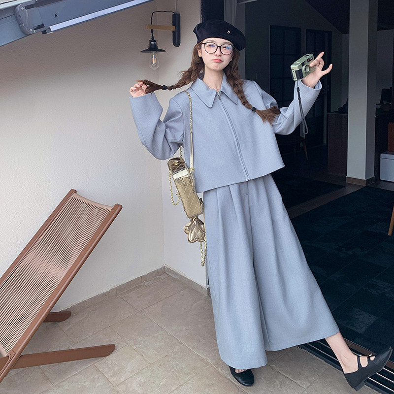 休闲洋气时尚减龄套装女2025年秋季新款时髦显瘦遮肉阔腿裤两件套,女装套装/套裙,2C159