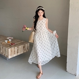 法式温柔风气质波点连衣裙女夏季新款高级感收腰显瘦无袖背心长裙，商品下架区，2C332