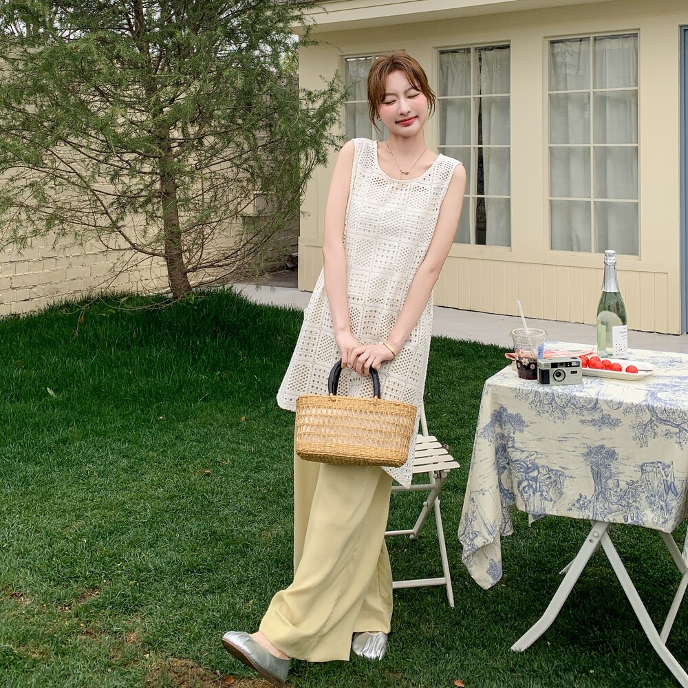 甜美风时尚套装蕾丝花边短袖衬衫上衣休闲阔腿裤两件套,女装套装/套裙,2C166