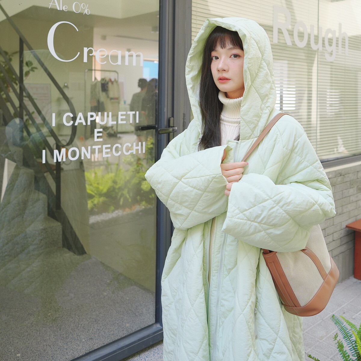【主推现货】香草绿轻软连帽大棉被棉服083-6631-P175-K258,女装棉衣/棉服,2C137
