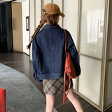女短外套秋季水洗女士牛仔外套韩版学生小众百搭春秋小个子长袖，女装短外套，2C103