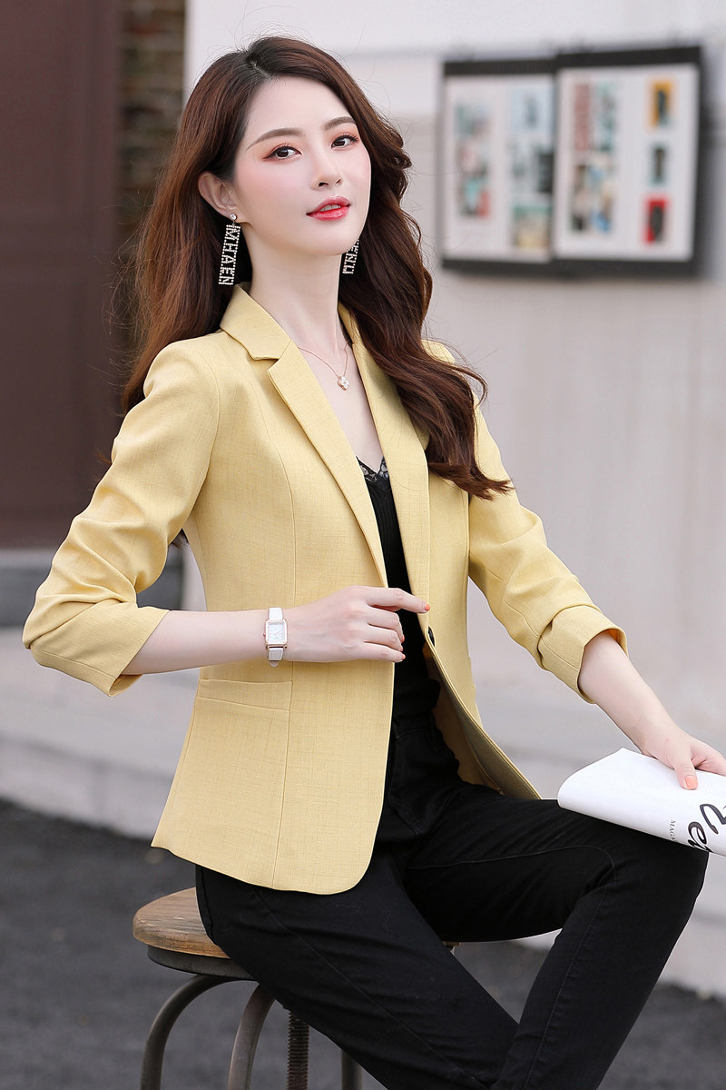小西装女短款外套2025春秋新款时尚气质收腰显瘦修身职业女士西服,女装西装,英标秀（1C119）