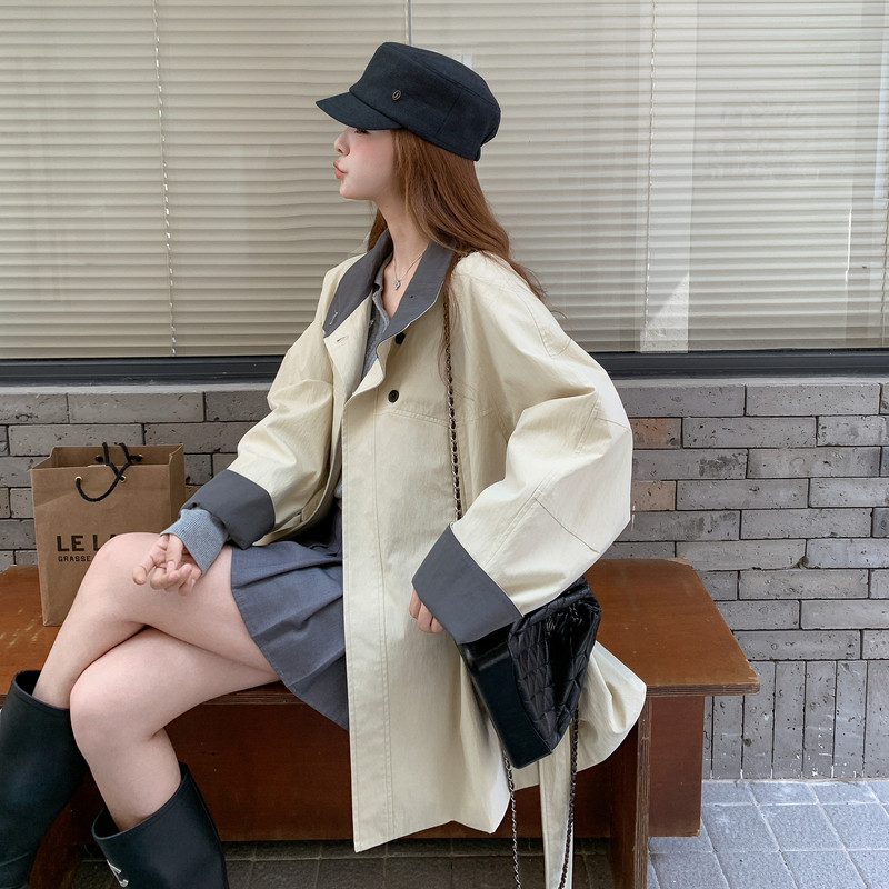 甜美气质显瘦减龄外套女2025春秋季新款韩系高级感慵懒风宽松风衣,女装风衣,2C275