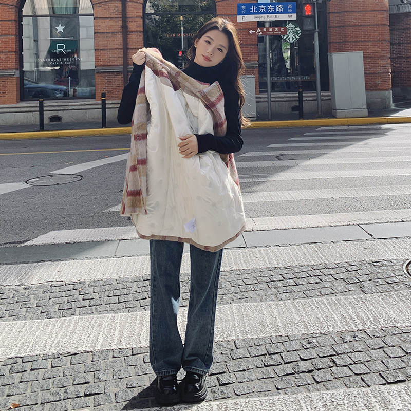 高级感格子西装领毛呢外套女秋冬2024新款洋气呢子大衣加羽绒内搭,女装毛呢外套,2D043
